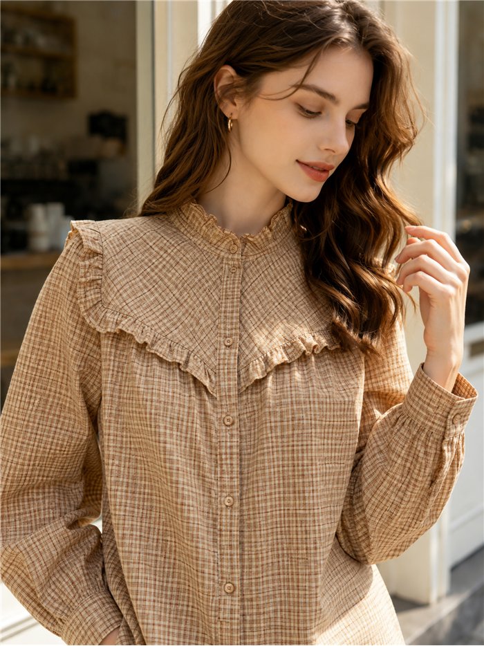 Camisa cuadros con volante