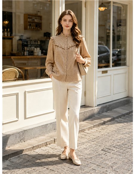 Camisa cuadros con volante