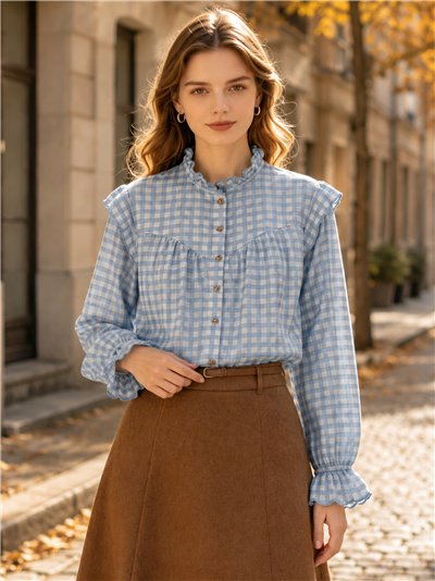 Blusa vichy con volantes