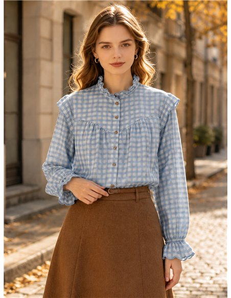 Blusa vichy con volantes