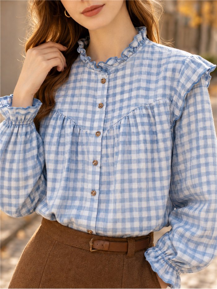 Blusa vichy con volantes
