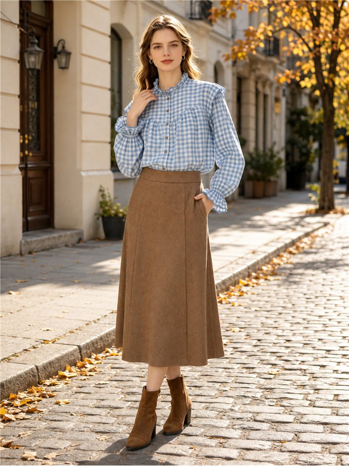 Blusa vichy con volantes