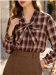 Blusa cuadros con lazada
