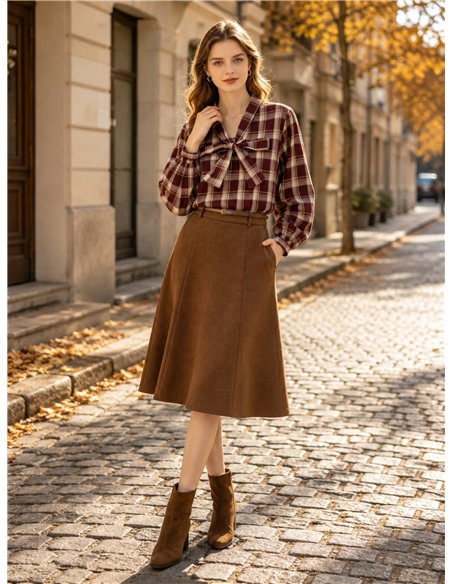 Blusa cuadros con lazada
