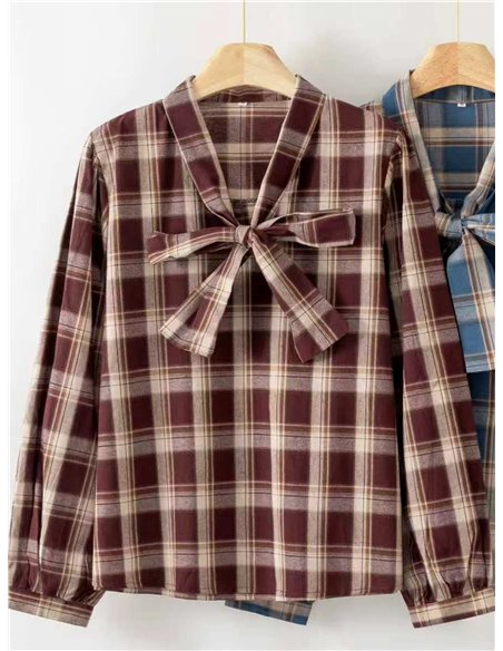 Blusa cuadros con lazada