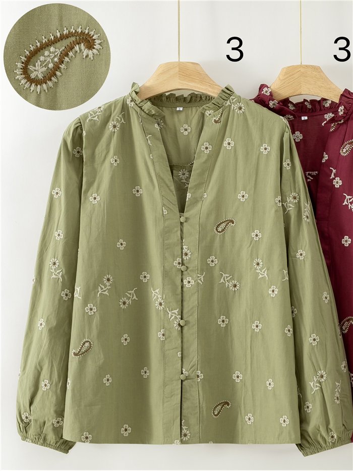 Camicetta ricamata con fiori e motivo paisley