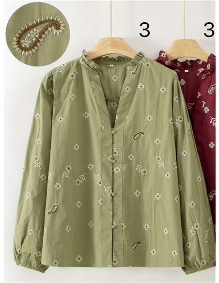 Camicetta ricamata con fiori e motivo paisley