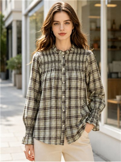 Camisa cuadros con frunces