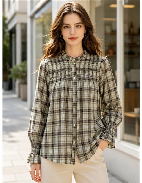 Camisa cuadros con frunces