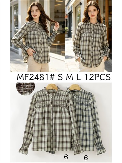 Camisa cuadros con frunces 2