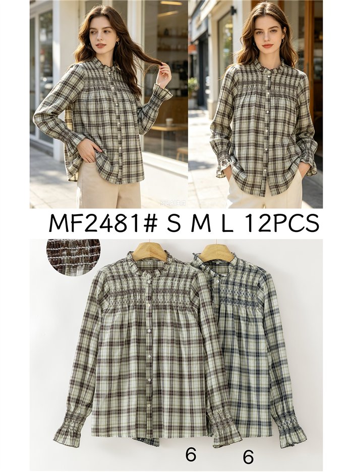 Camisa cuadros con frunces