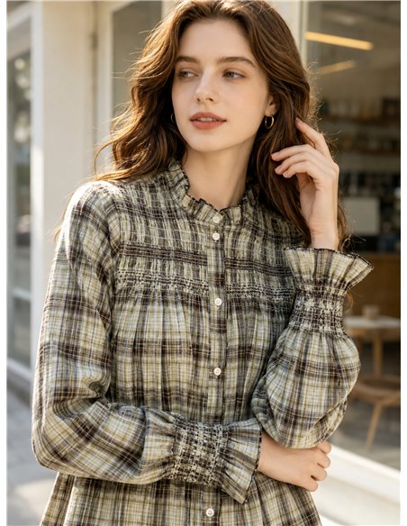 Camisa cuadros con frunces