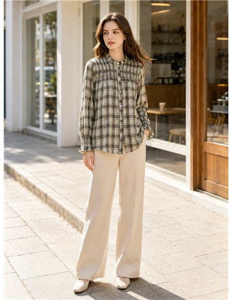 Camisa cuadros con frunces