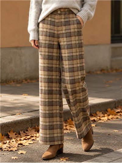 Pantalón wide leg cuadros