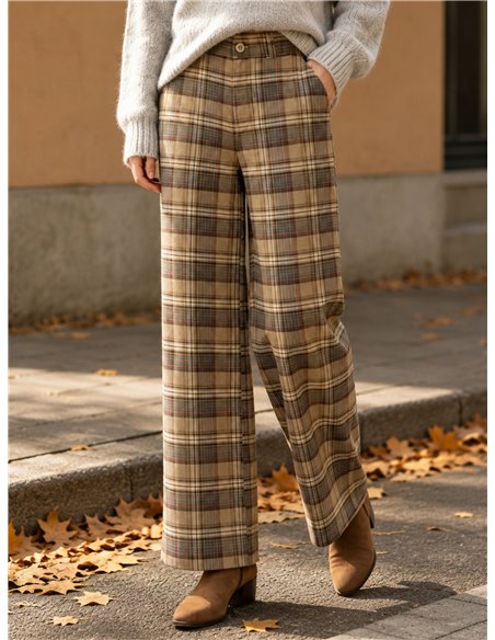 Pantalón wide leg cuadros