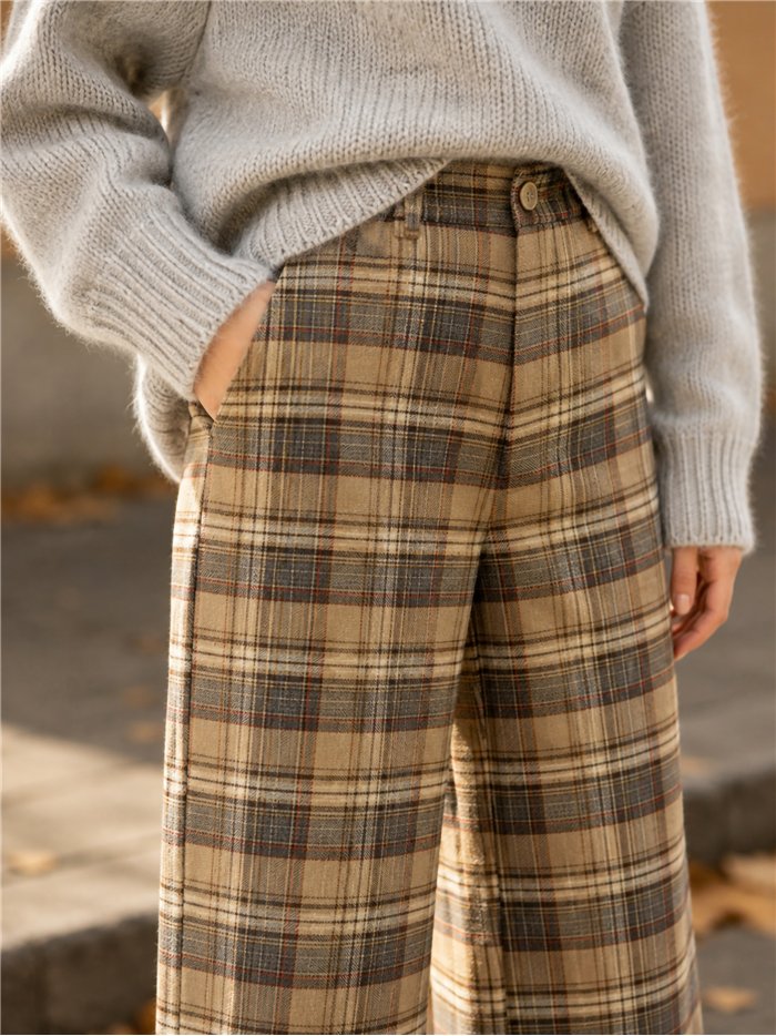 Pantalón wide leg cuadros
