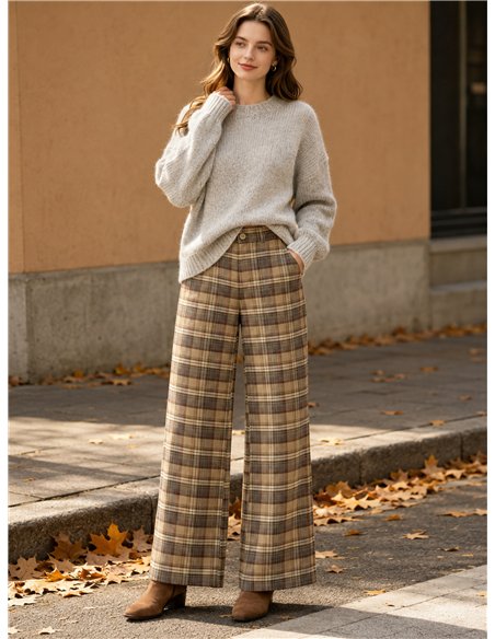 Pantalón wide leg cuadros