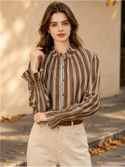 Smocked striped blouse