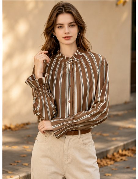Smocked striped blouse