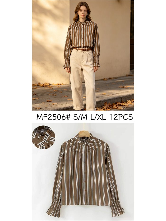 Smocked striped blouse