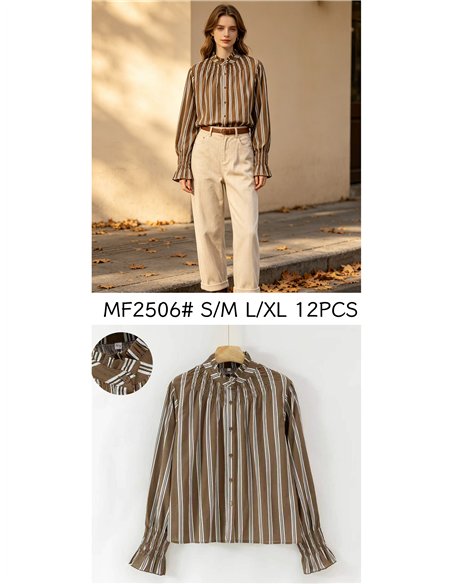 Smocked striped blouse