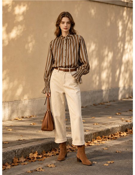 Smocked striped blouse