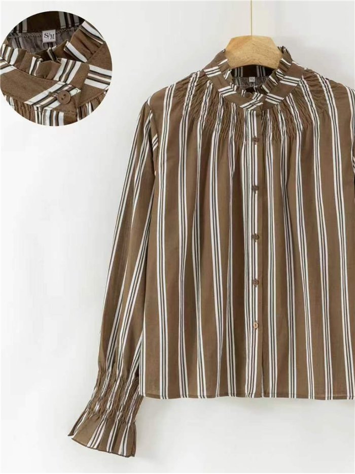 Smocked striped blouse