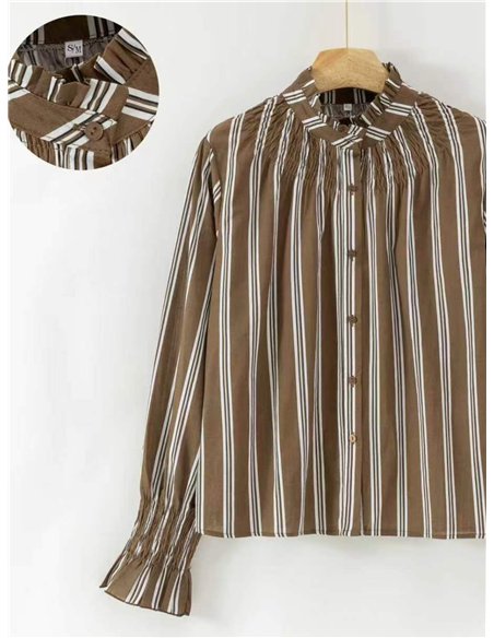 Smocked striped blouse