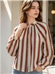 Blusa rayas cuello mao con frunces
