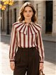 Striped ruffle collar blouse