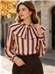 Striped ruffle collar blouse