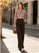 Striped ruffle collar blouse