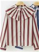 Striped ruffle collar blouse