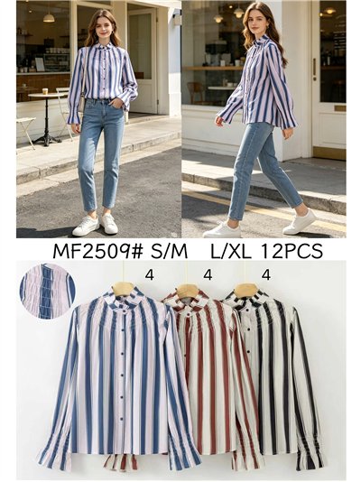 Blusa rayas con puño fruncido 2