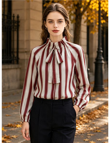 Blusa rayas con lazada