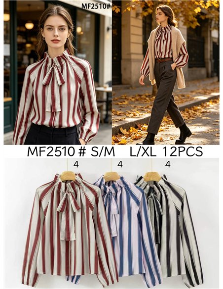 Blusa rayas con lazada