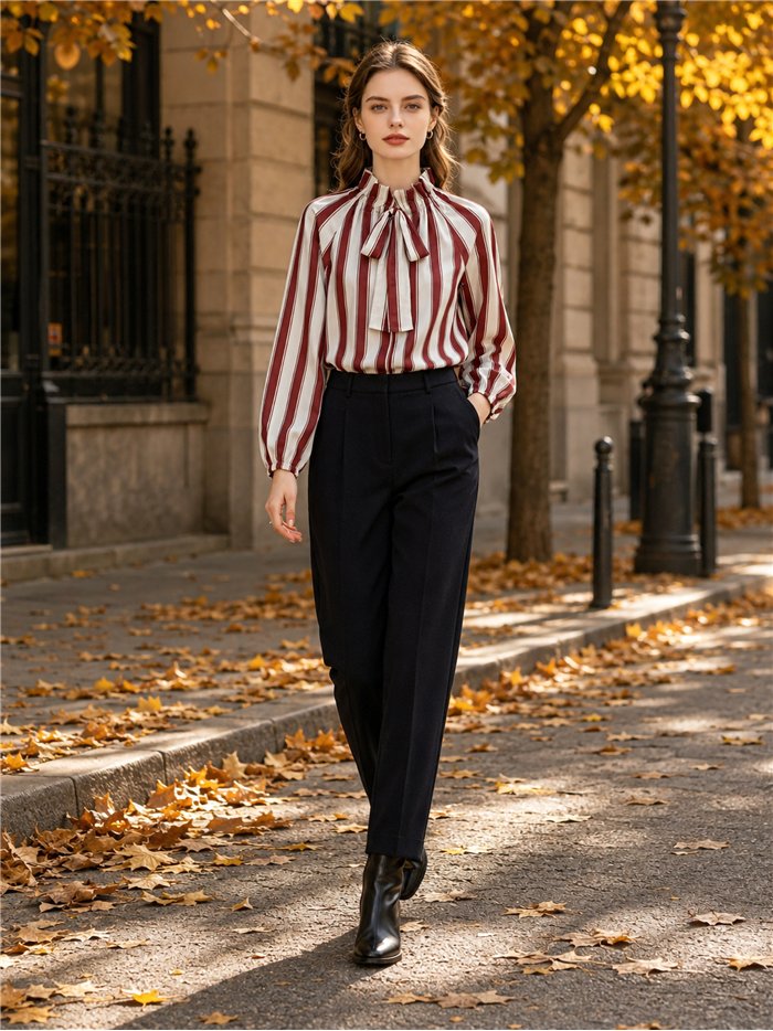 Blusa rayas con lazada