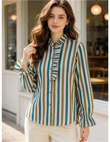 Blusa rayas con volante