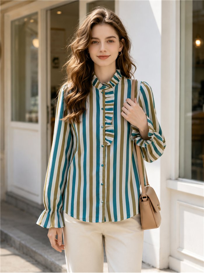 Blusa rayas con volante