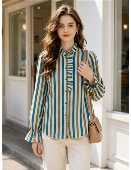 Blusa rayas con volante