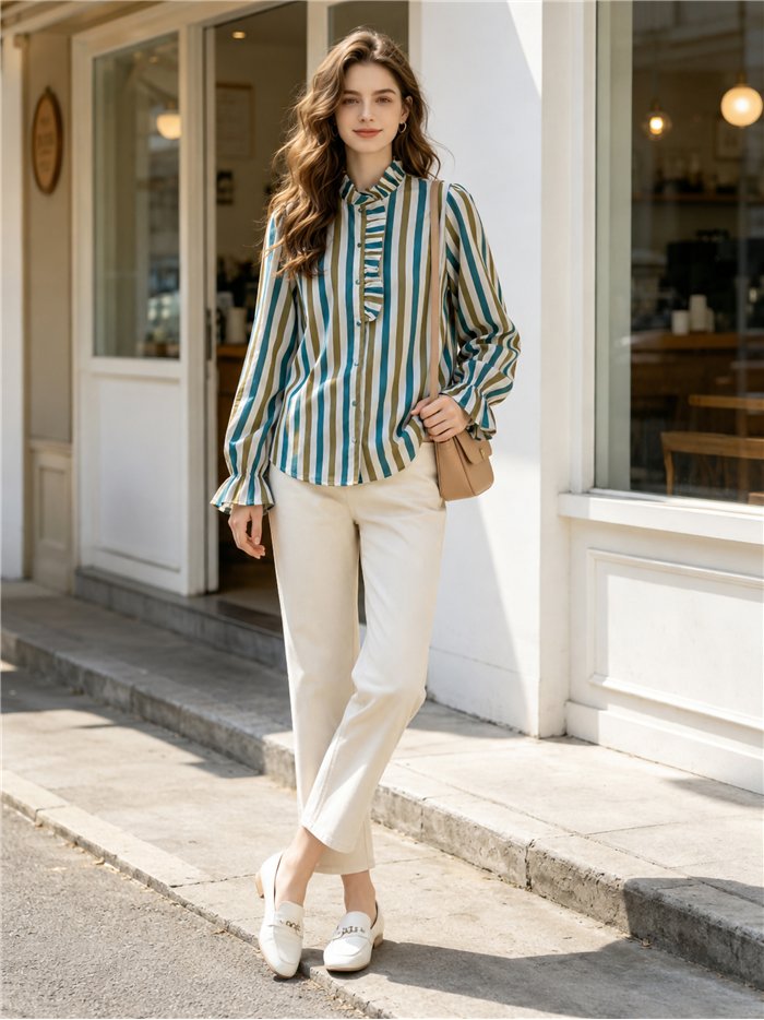 Blusa rayas con volante