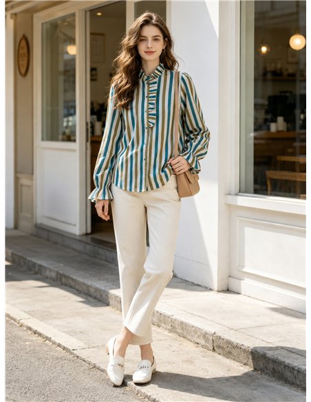 Blusa rayas con volante