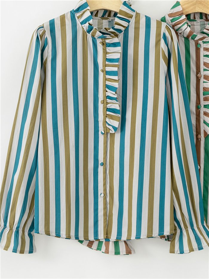 Blusa rayas con volante
