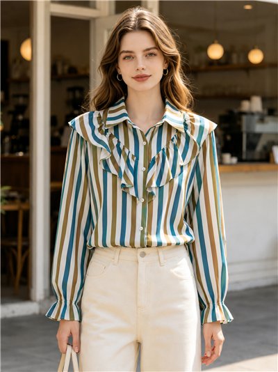 Camicia a righe con volant