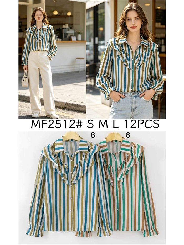 Camicia a righe con volant