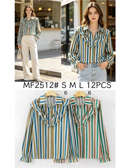 Camicia a righe con volant