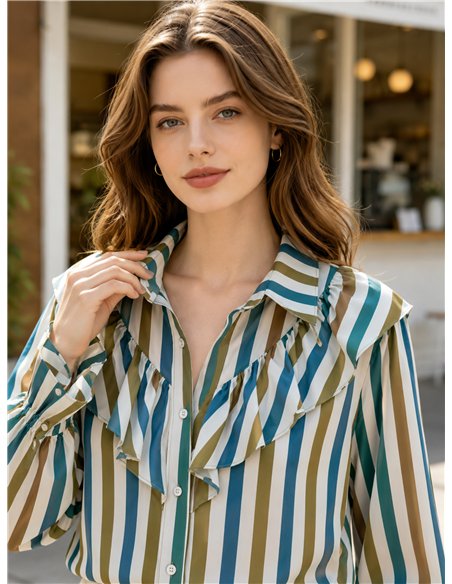 Camicia a righe con volant