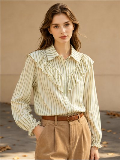 Camicia a righe con volant