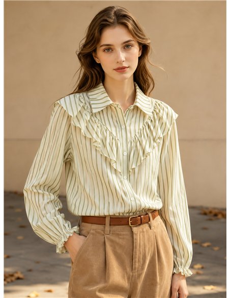 Camicia a righe con volant