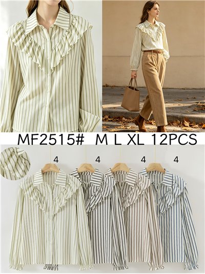 Camicia a righe con volant 2